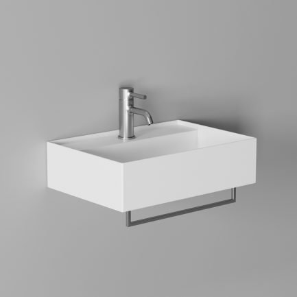Hide, lavabo sospeso in ceramica bianca lucida 50x35 cm di Alice Ceramica