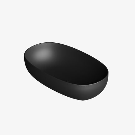 Form, lavabo da appoggio in ceramica nera opaca 60 x 35 x H15 cm di Alice Ceramica
