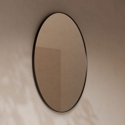 Specchio, specchio tondo retrolilluminato con cornice nera opaca di Alice Ceramica - 100 cm
