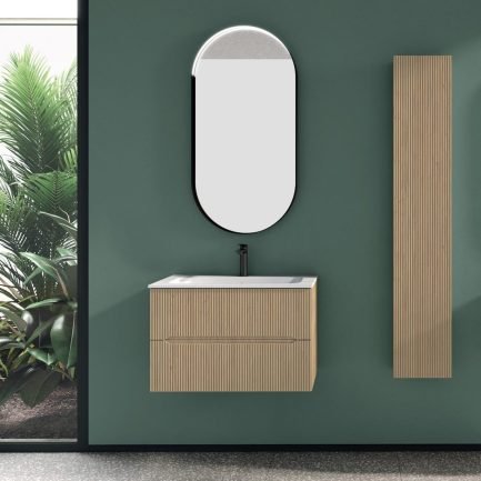 Easy Cannettato 5, mobile da bagno con lavabo in mineralmarmo di BelBagno
