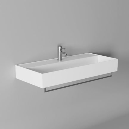 Hide, lavabo sospeso in ceramica bianca lucida 100 x 45 cm di Alice Ceramica