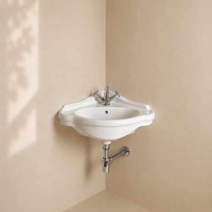 Contea, lavabo angolare in ceramica sospeso 60×48 cm, h 26 cm di AXA