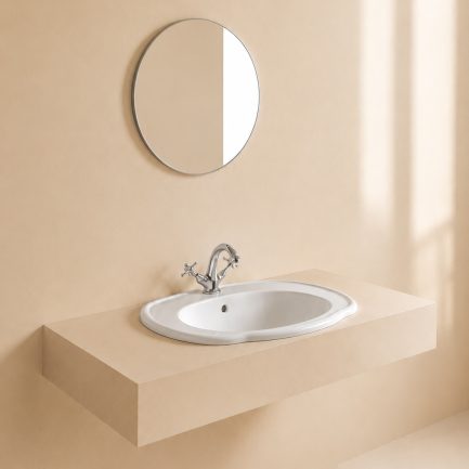 Contea, lavabo da incasso in ceramica bianca lucida 68 × 54 x H22 cm cm di Axa