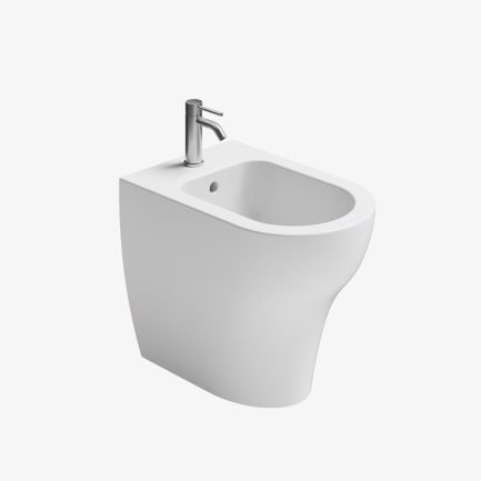 Unica, bidet monoforo a terra filomuro in ceramica bianca lucida di Alice Ceramica