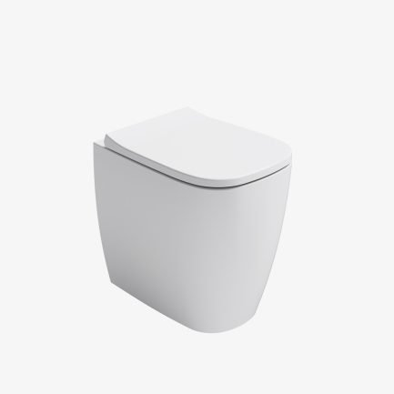 Wunder, vaso WC a terra filomuro con sistema aliflush+ con coprivaso di Alice Ceramica