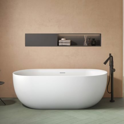 Danae, vasca ovale freestanding in acrilico bianco opaco di Karag