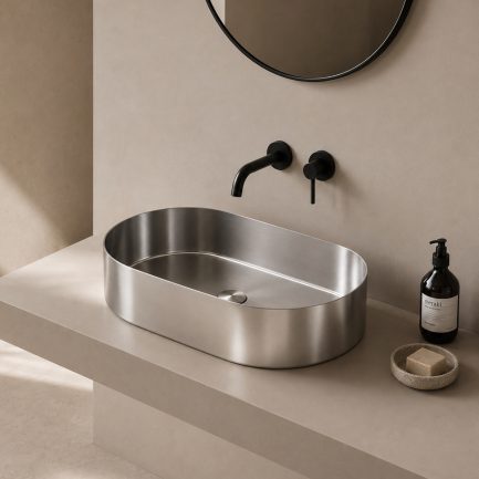Jupiter, lavabo da appoggio in acciaio inossidabile PVD grigio 55 x 35 cm di Karag
