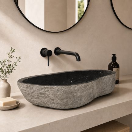River Stone, lavabo ovale da appoggio in onice di Karag