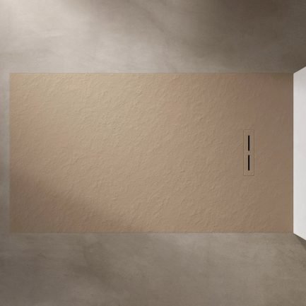 Alma Slate, piatto doccia effetto pietra cappuccino in Akron®, spessore di 3 cm di Acquabella