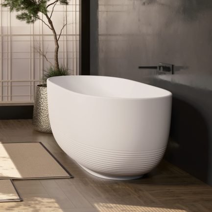 Aura Central, vasca freestanding in TechFusion System bianco opaco 160 x 70 cm di Forma Aquae