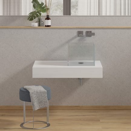 Mensolone, top su misura in Ocritech® bianco opaco per lavabo di Xilon