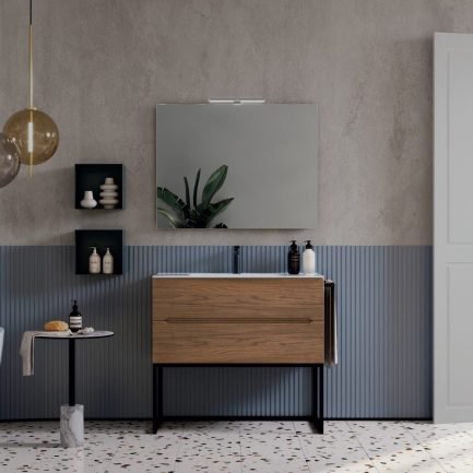 Easy Afrodite 07, mobile da bagno con struttura in alluminio e lavabo di BelBagno