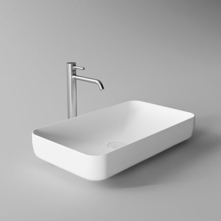 Form, lavabo da appoggio in ceramica bianca lucida 60 x 35 H 12 cm di Alice Ceramica
