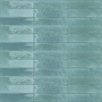 Agadir Turquesa, piastrelle in gres porcellanato azzurro lucido 7 x 28 cm di Dune