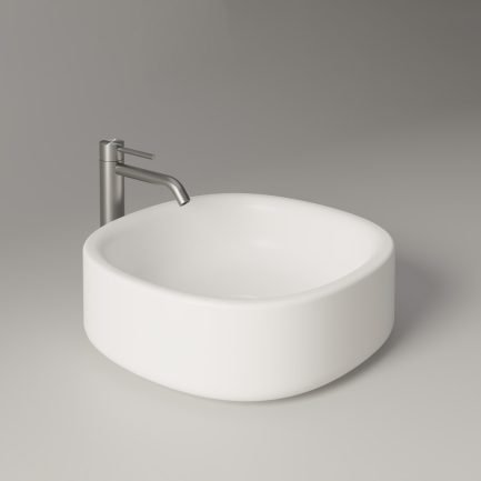 Idilla, lavabo da appoggio in ceramica bianca lucida 40 x 40 cm di Alice Ceramica