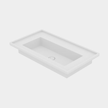 Platea, lavabo da incasso in ceramica bianca lucida 81 x 46 con o senza foro di Alice Ceramica