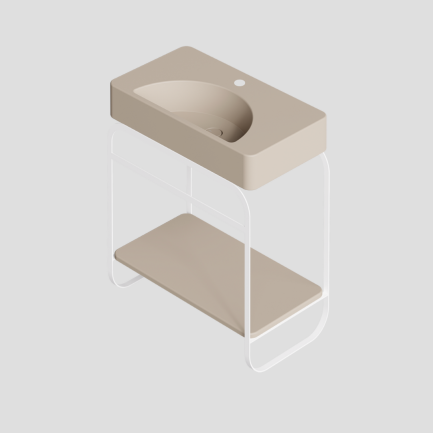 Lunaris, struttura in acciaio bianco con lavabo sabbia opaco 81 x 45 cm di Alice Ceramica