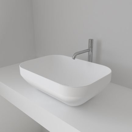 Decus, lavabo d’appoggio in ceramica bianca opaca 60 x 35 cm di AXA