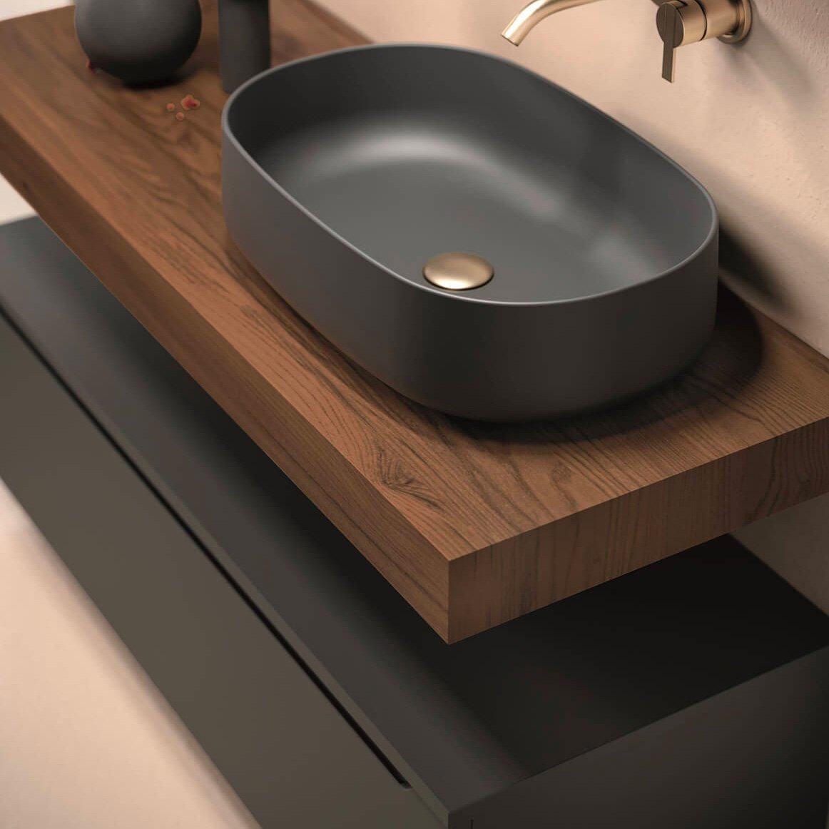 Easy-Afrodite-02-(H33),-mobile-da-bagno-sospeso-grafite-con-top-noce-e-lavabo-in-ceramica-di-Belbagno-dett