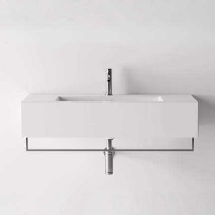 Kubo, lavabo sospeso in ceramica bianca lucida 100 x 50 cm di Alice Ceramica