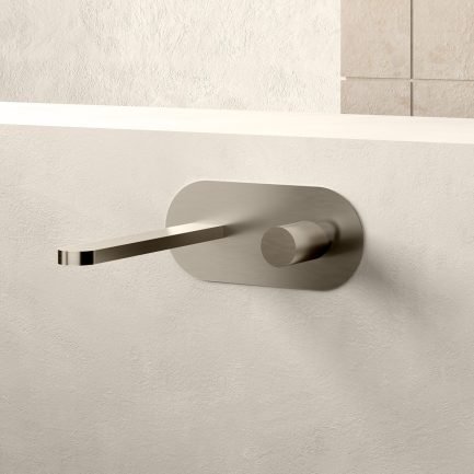 Ludo, miscelatore lavabo prolungato da parete nickel spazzolato di Bellosta