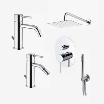 Joy HI, set miscelatori lavabo, bidet e doccia con soffione e kit duplex Gaboli Luigi