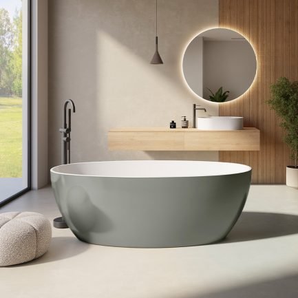 Capri Lago, vasca freestanding ovale in acrilico verde/bianco ludico 170 x 82 x H58 cm di Colacril