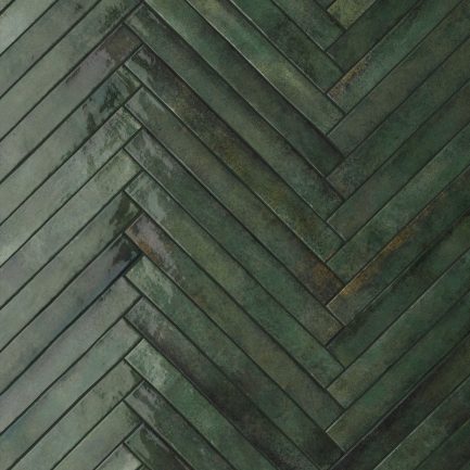 Life Dark Green, rivestimento in gres porcellanato effetto mattoncino lucido 4,8×45 di Rondine