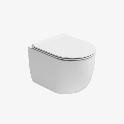 Unica 47, vaso WC sospeso con sistema aliFlush+ in ceramica bianca lucida con coprivaso soft-close di Alice Ceramica