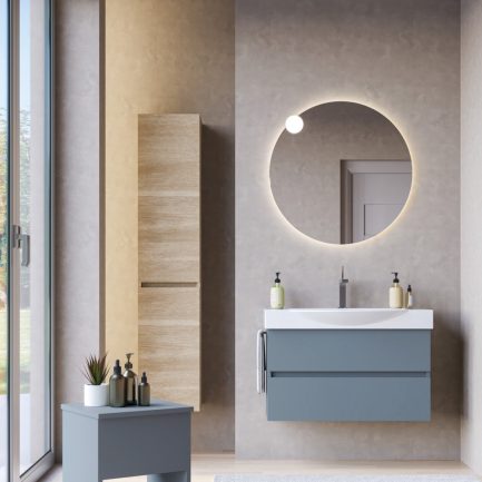 Urban Manhattan 3, mobile da bagno sospeso carta da zucchero con lavabo a semincasso in ceramica di Legnobagno