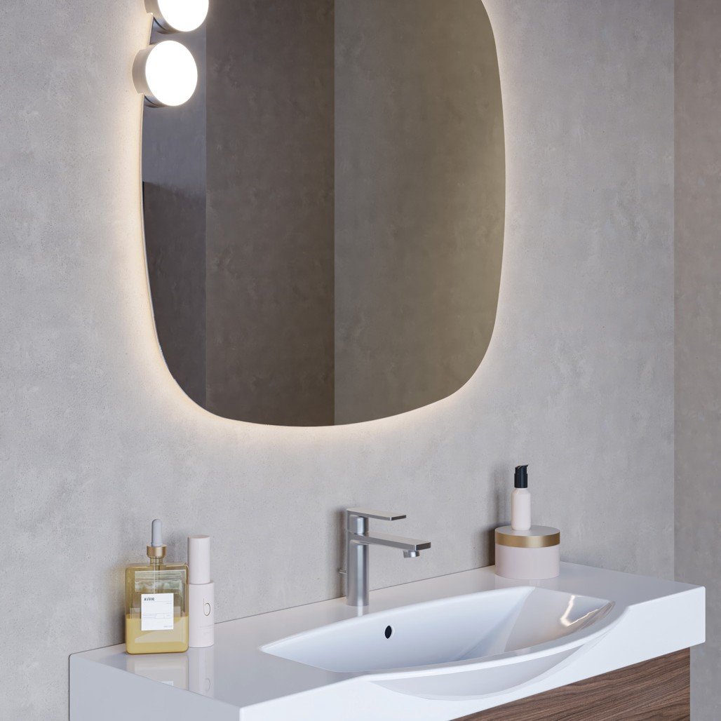 Urban Manhattan 5, mobile da bagno sospeso noce con lavabo a semincasso in ceramica di Legnobagno 2